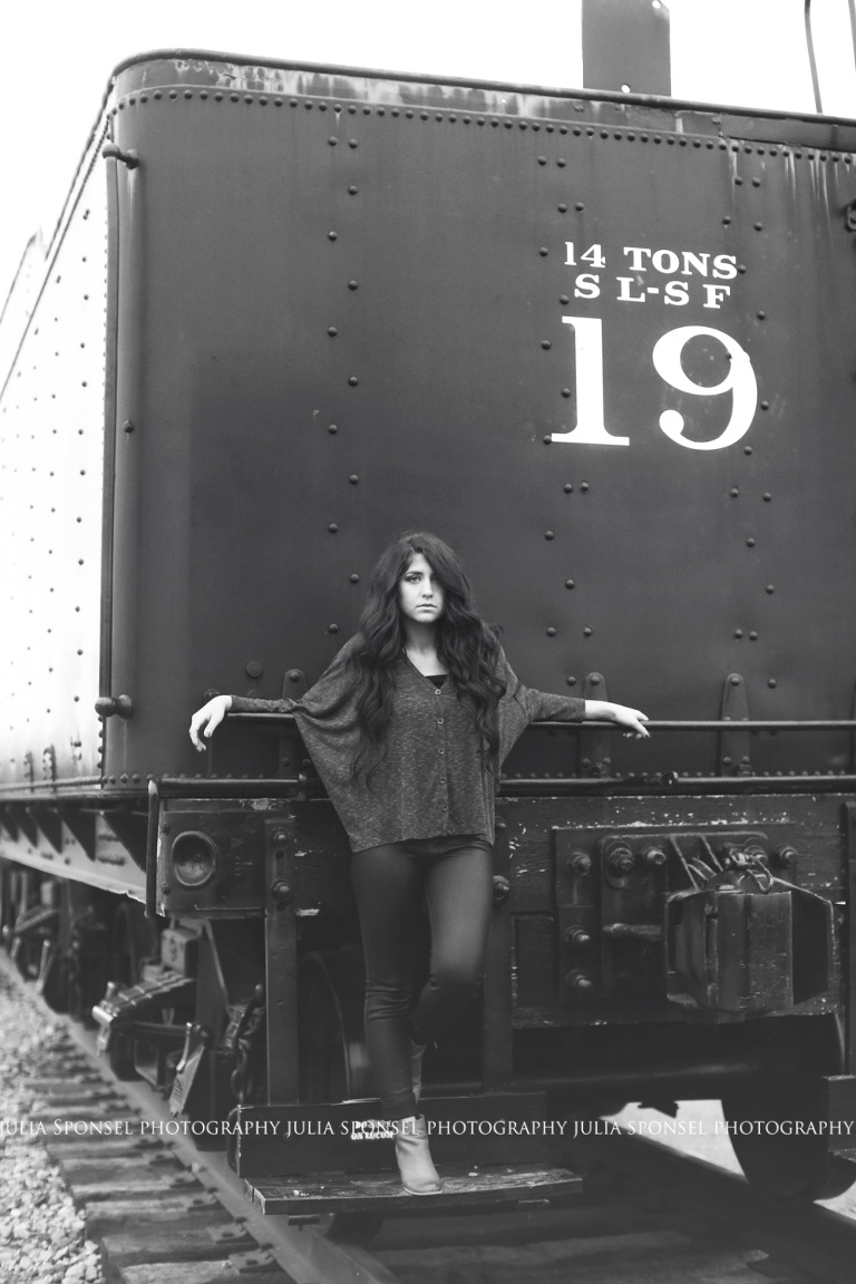 senior photo on train frisco photographer